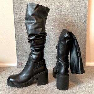 BNWT Vic Matie Lugged Over The Knee Tall Boots Black Leather 40/10US